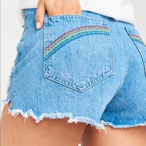 NWT SMYM Arizona Delta Rainbow cutoff shorts sz 25